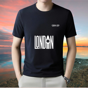 Crew Neck Short Sleeve London T-shirt, Breathable Men