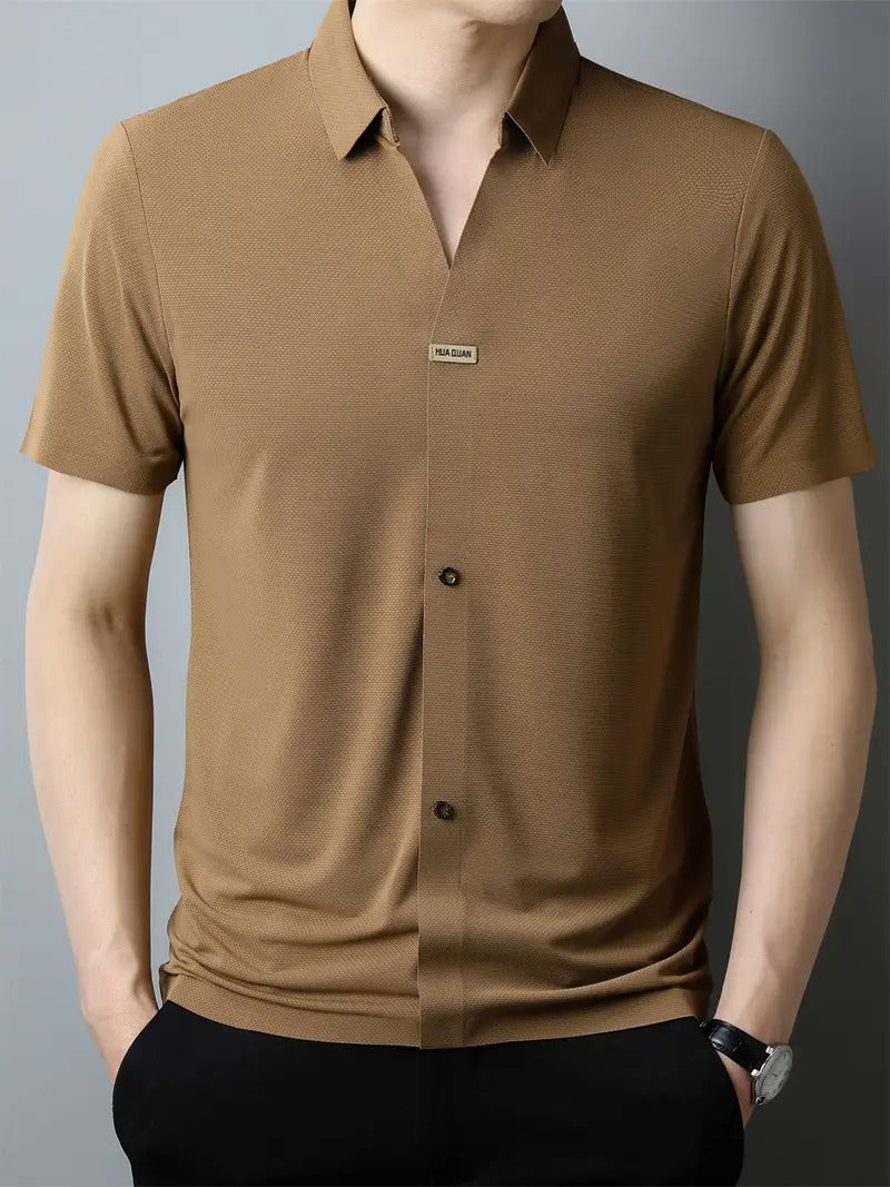 Men's Casual Solid Color Shirt with Cross